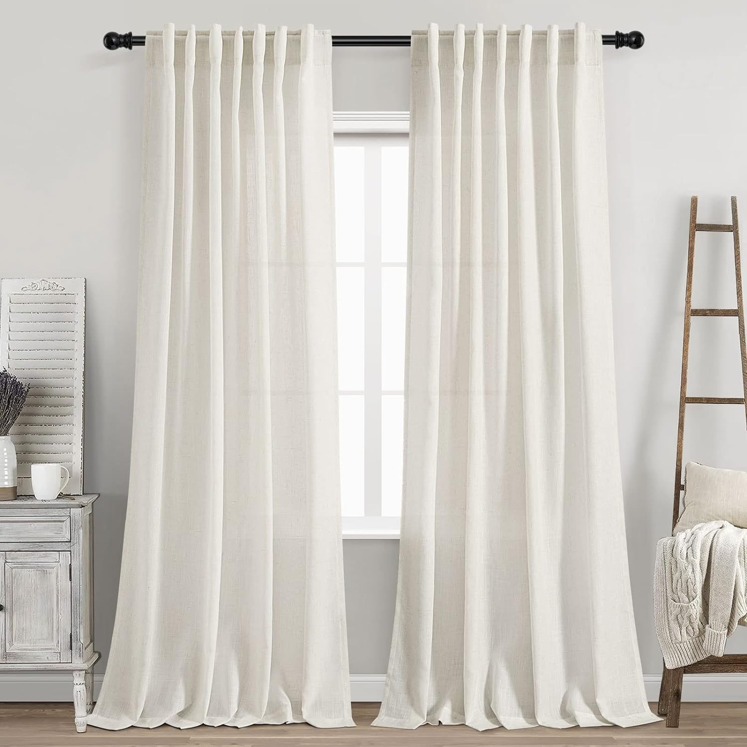 Privacy Filter 2Pack - Tende in Lino Crema con Linguette